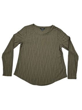 Simply Vera New Olive Green Long Sleeve Textured Top Size L